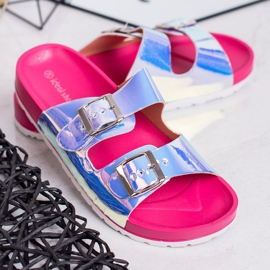 Ideal Shoes Pantuflas con hebilla Holo gris 1 Ideal Shoes Pantuflas con hebilla Holo gris 1