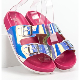 Ideal Shoes Pantuflas con hebilla Holo gris 4