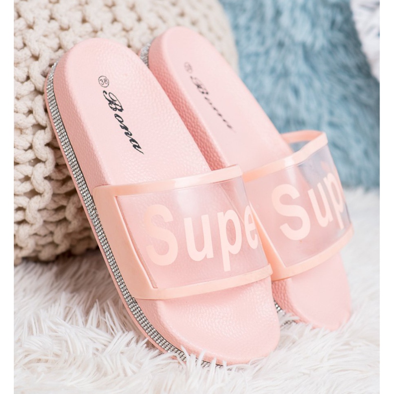 Bona Chanclas transparentes rosado 1 Bona Chanclas transparentes rosado 1