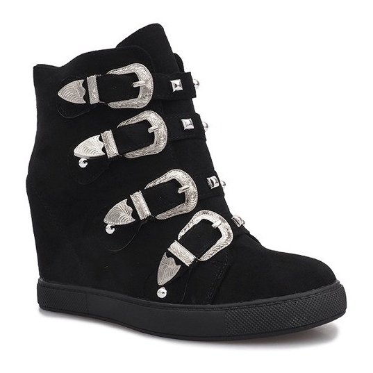 Deportivas de ante negro con hebillas Maya 1 Deportivas de ante negro con hebillas Maya 1