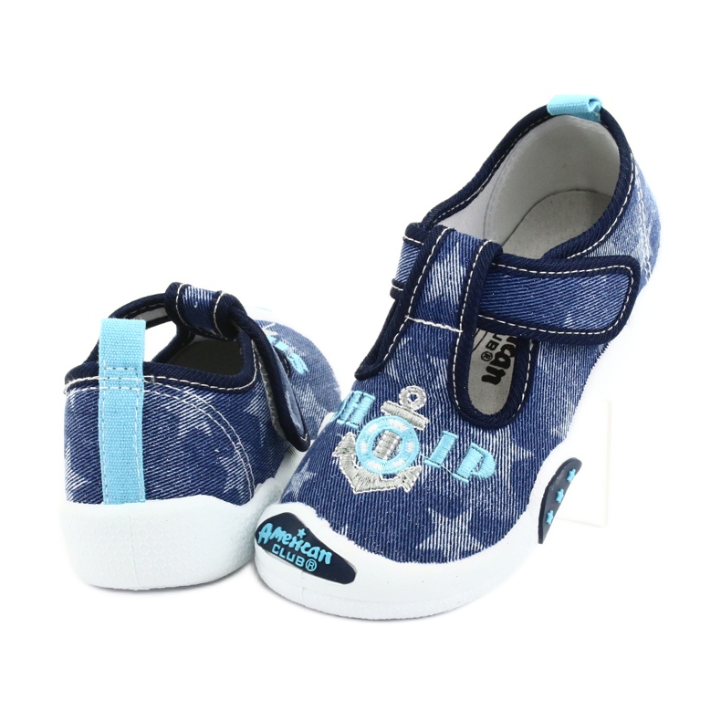 American Club Zapatillas para niños inserto de piel TEN12 azul marino azul gris 4