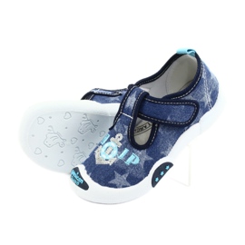 American Club Zapatillas para niños inserto de piel TEN12 azul marino azul gris 5