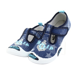 American Club Zapatillas para niños inserto de piel TEN12 azul marino azul gris 3