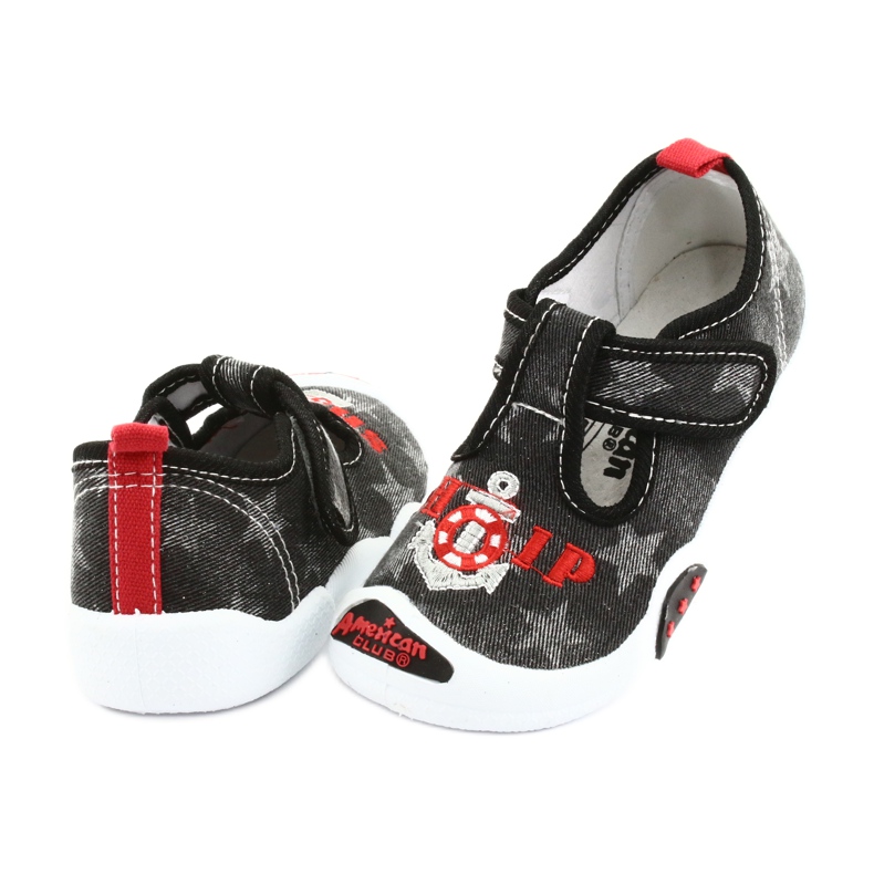 American Club Zapatillas para niños inserto de piel TEN12 negro rojo gris 4