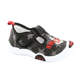 American Club Zapatillas para niños inserto de piel TEN12 negro rojo gris 1