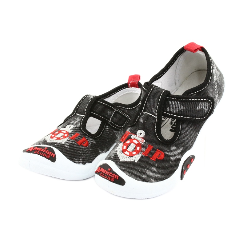 American Club Zapatillas para niños inserto de piel TEN12 negro rojo gris 3 American Club Zapatillas para niños inserto de piel TEN12 negro rojo gris 3
