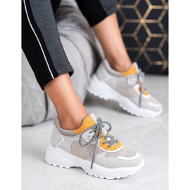 SHELOVET Zapatillas de moda gris amarillo 7