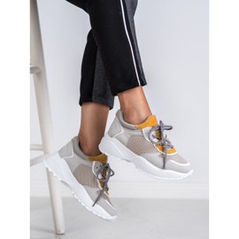 SHELOVET Zapatillas de moda gris amarillo 2