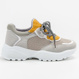 SHELOVET Zapatillas de moda gris amarillo 4