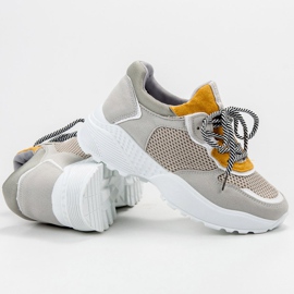 SHELOVET Zapatillas de moda gris amarillo 5