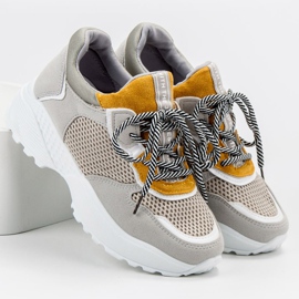 SHELOVET Zapatillas de moda gris amarillo 6