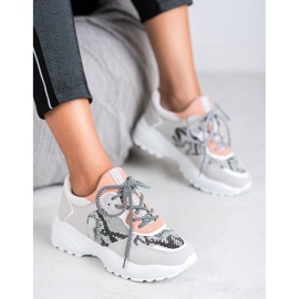 SHELOVET Zapatillas de moda con estampado de serpiente gris 1