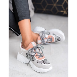 SHELOVET Zapatillas de moda con estampado de serpiente gris 3