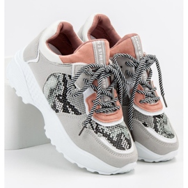 SHELOVET Zapatillas de moda con estampado de serpiente gris 4