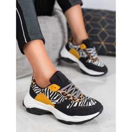 SHELOVET Zapatillas con estampado animal negro multicolor 1