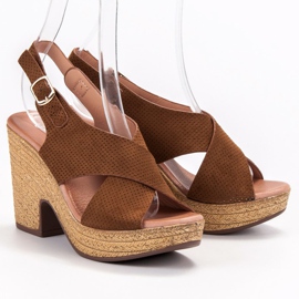 Anesia Paris Sandalias ligeras de tacón marrón 3