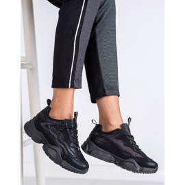 SHELOVET Zapatillas con purpurina negro 5