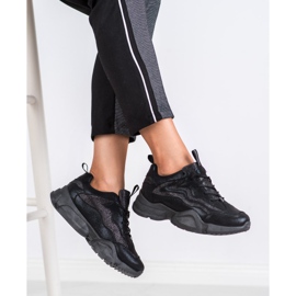 SHELOVET Zapatillas con purpurina negro 2 SHELOVET Zapatillas con purpurina negro 2