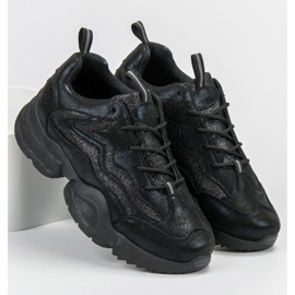 SHELOVET Zapatillas con purpurina negro 3