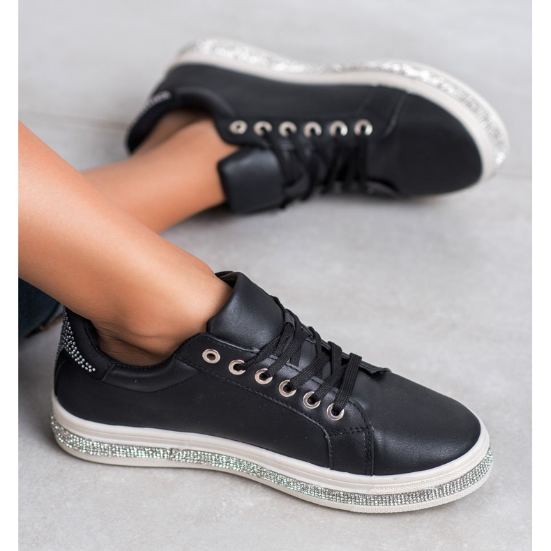 SDS Calzado deportivo con circonita cúbica negro 1