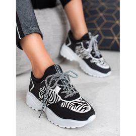 SHELOVET Zapatillas de moda con estampado de cebra blanco negro 6