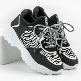 SHELOVET Zapatillas de moda con estampado de cebra blanco negro 5