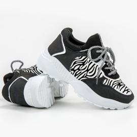 SHELOVET Zapatillas de moda con estampado de cebra blanco negro 4
