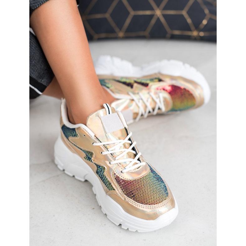 SHELOVET Deportivas Doradas Con Lentejuelas dorado 2