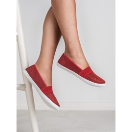 Renda Zapatillas con purpurina rojo 2