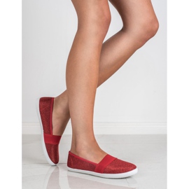 Renda Zapatillas con purpurina rojo 1