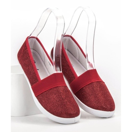 Renda Zapatillas con purpurina rojo 3