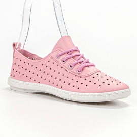 SHELOVET Zapatos deportivos calados para mujer rosado 3