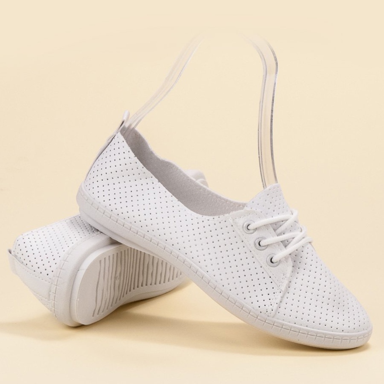 SHELOVET Zapatillas de cuero ecológico blanco 1