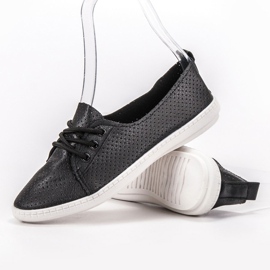 SHELOVET Zapatillas de cuero ecológico negro 3