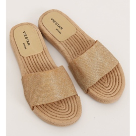 Pantuflas doradas de mujer JFF-V182 Doradas dorado 3
