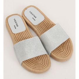 Pantuflas de mujer plateadas JFF-V182 Plateadas gris 2