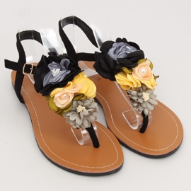 Sandalias negras con flores L518 Negro 2