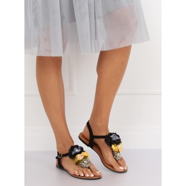 Sandalias negras con flores L518 Negro 1