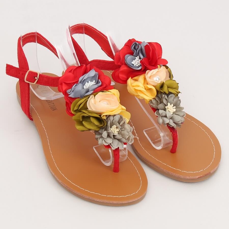 Chanclas con flores rojas L518 Rojo 1