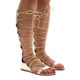 Sandalias gladiadoras planas doradas 289-1 dorado 1