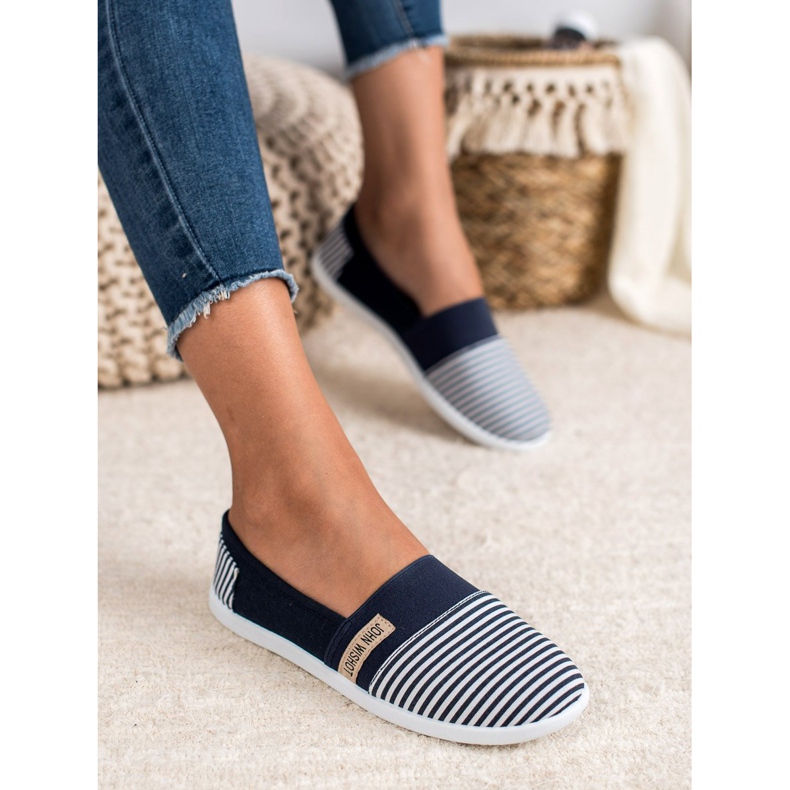 SHELOVET Slipons a rayas azul 2