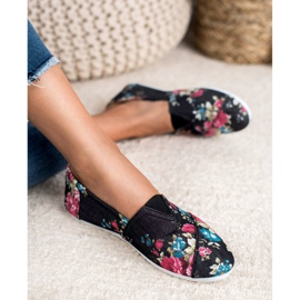 SHELOVET Slipony en flores negro multicolor 1