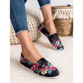 SHELOVET Slipony en flores negro multicolor 2