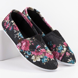 SHELOVET Slipony en flores negro multicolor 3