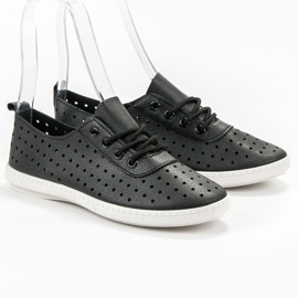 SHELOVET Zapatos deportivos calados para mujer negro 3
