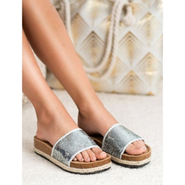 Kylie Pantuflas Plateadas Con Lentejuelas gris 1