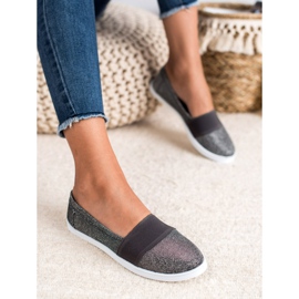 SHELOVET Zapatillas slip-on con purpurina gris 3