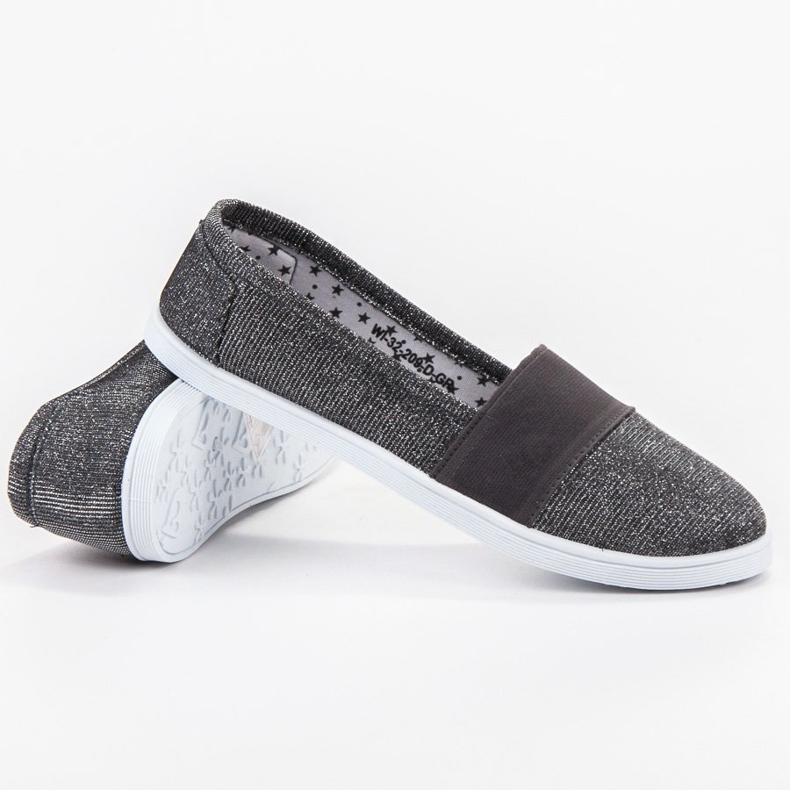SHELOVET Zapatillas slip-on con purpurina gris 1