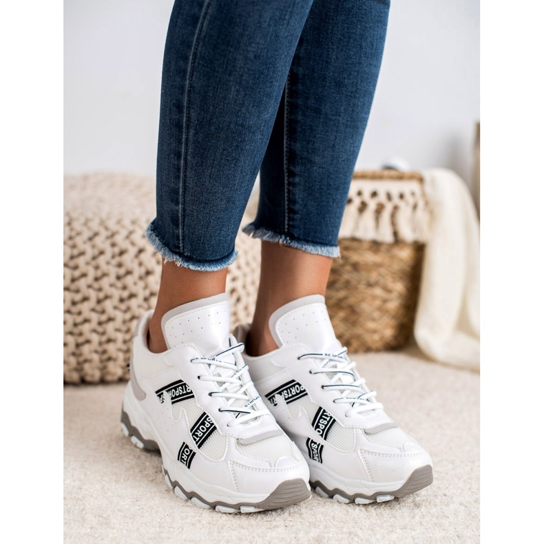 SHELOVET Zapatillas blancas blanco gris 2