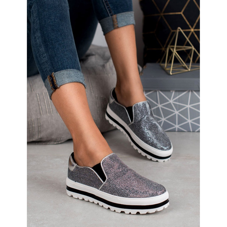 SHELOVET Slipons ligeros en la plataforma negro gris 1